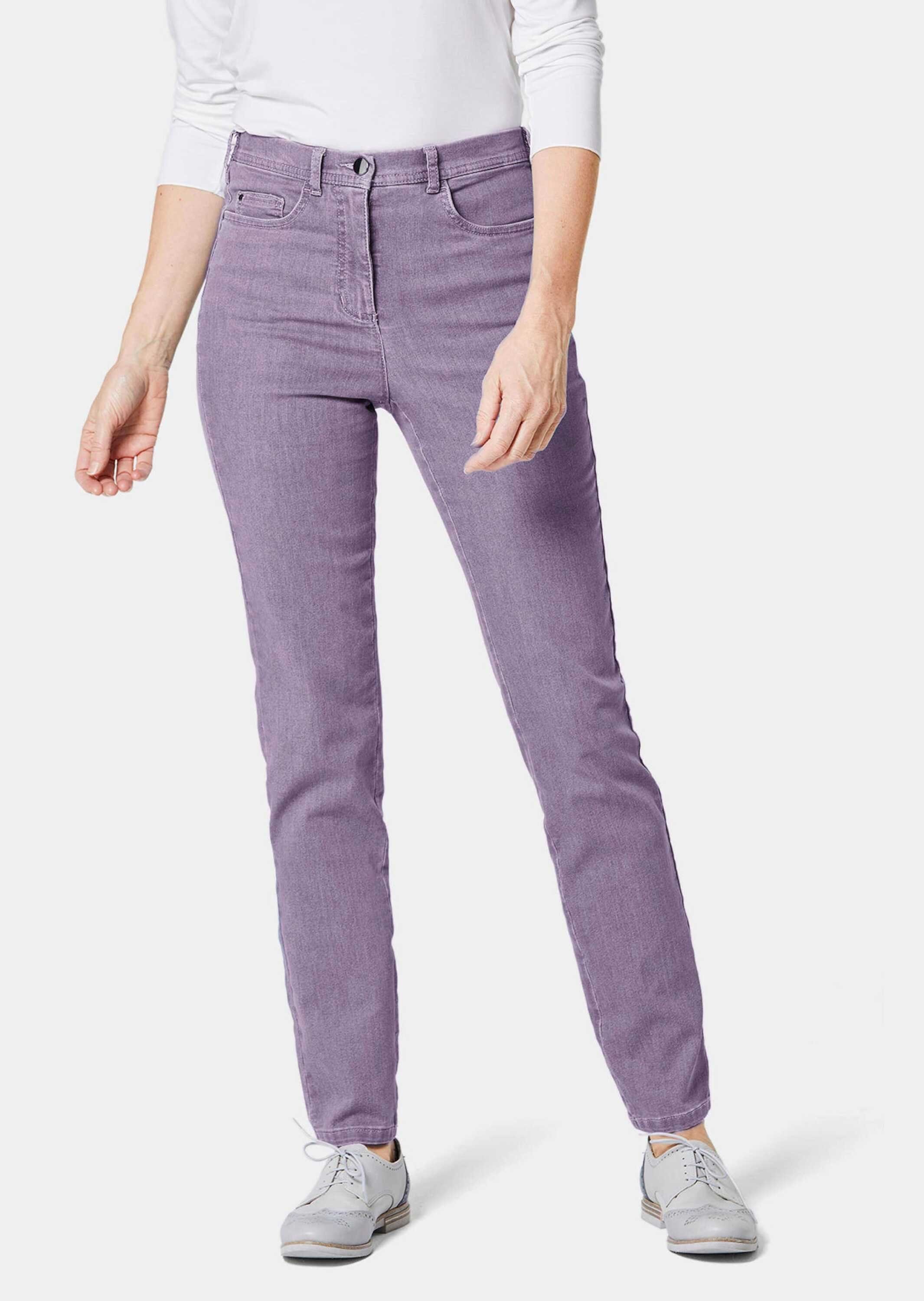GOLDNER Bequeme Jeans Kurzgröße: Bequeme High-Stretch-Jeanshose lavendel