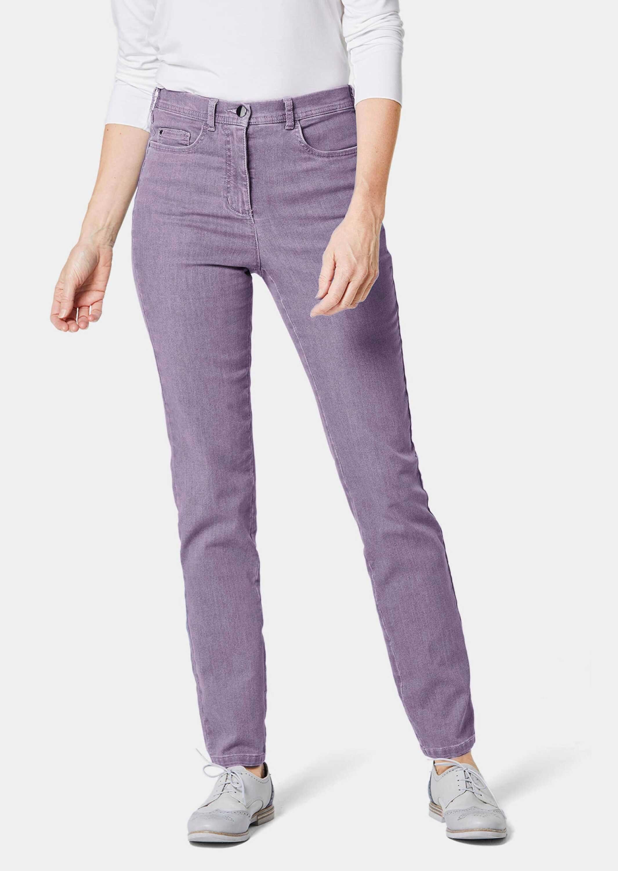 GOLDNER Bequeme Jeans Kurzgröße: lavendel High-Stretch-Jeanshose Bequeme