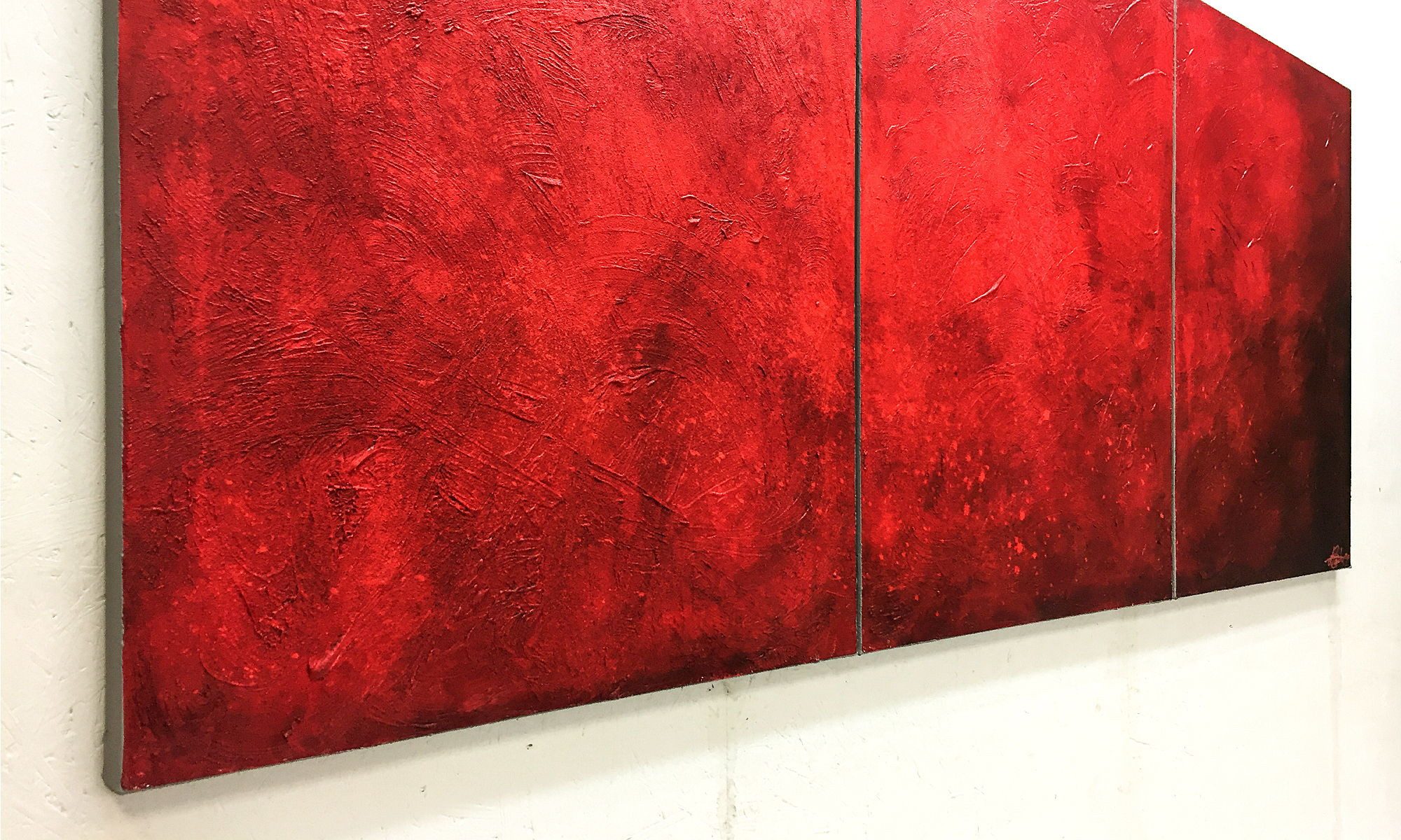 WandbilderXXL Gemälde Red Dream 180 x 80 cm, Abstraktes Gemälde, handgemaltes Unikat