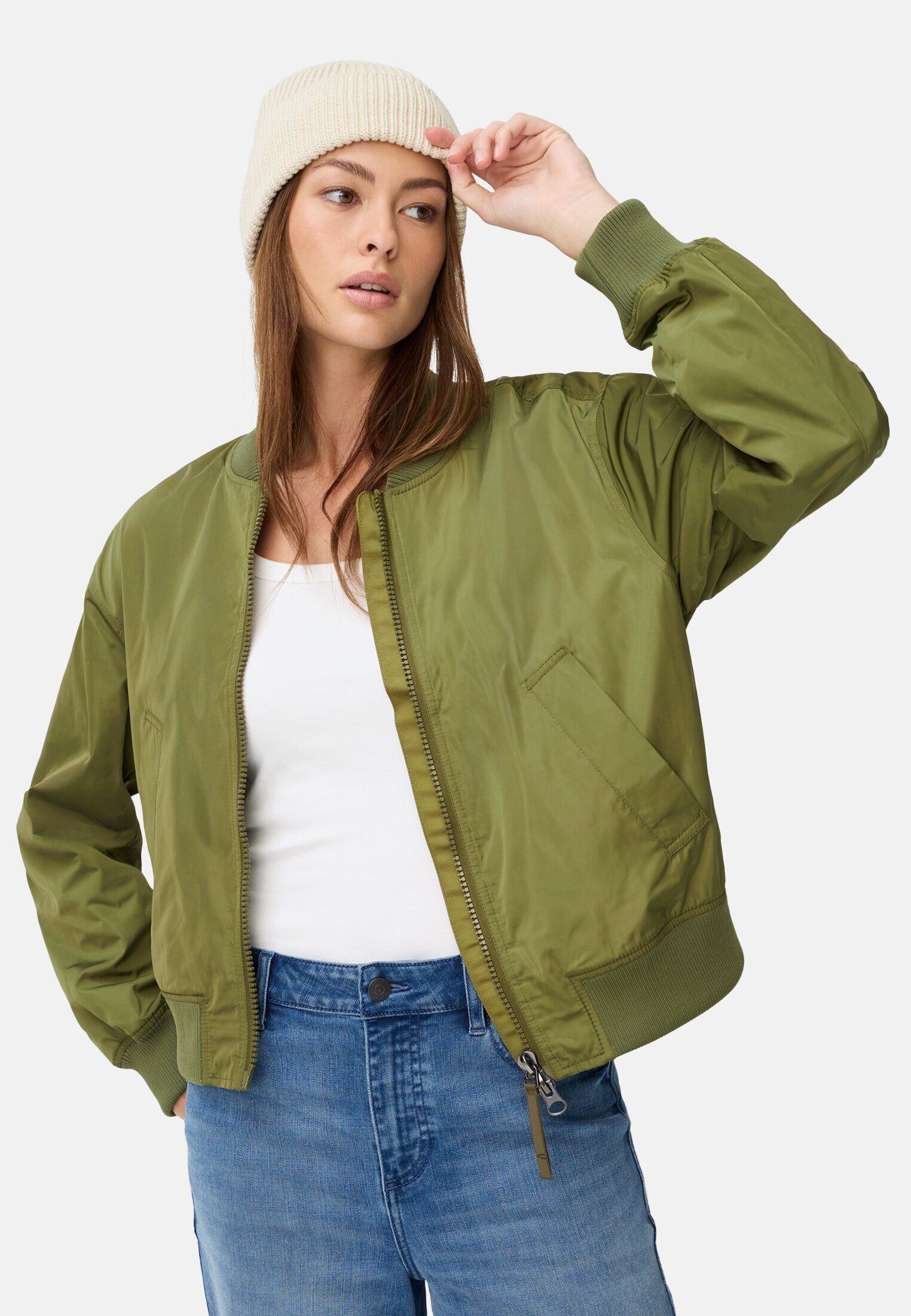 camel active Bomberjacke mit 2-Wege-Reißverschluss Langarm Stehkragen günstig online kaufen