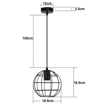 Nettlife Pendelleuchte Schwarz 1 flammig Industrial Retro E27 Esstisch, Höhenverstellbar, LED wechselbar, für Schlafzimmer Esszimmer Wohnzimmer