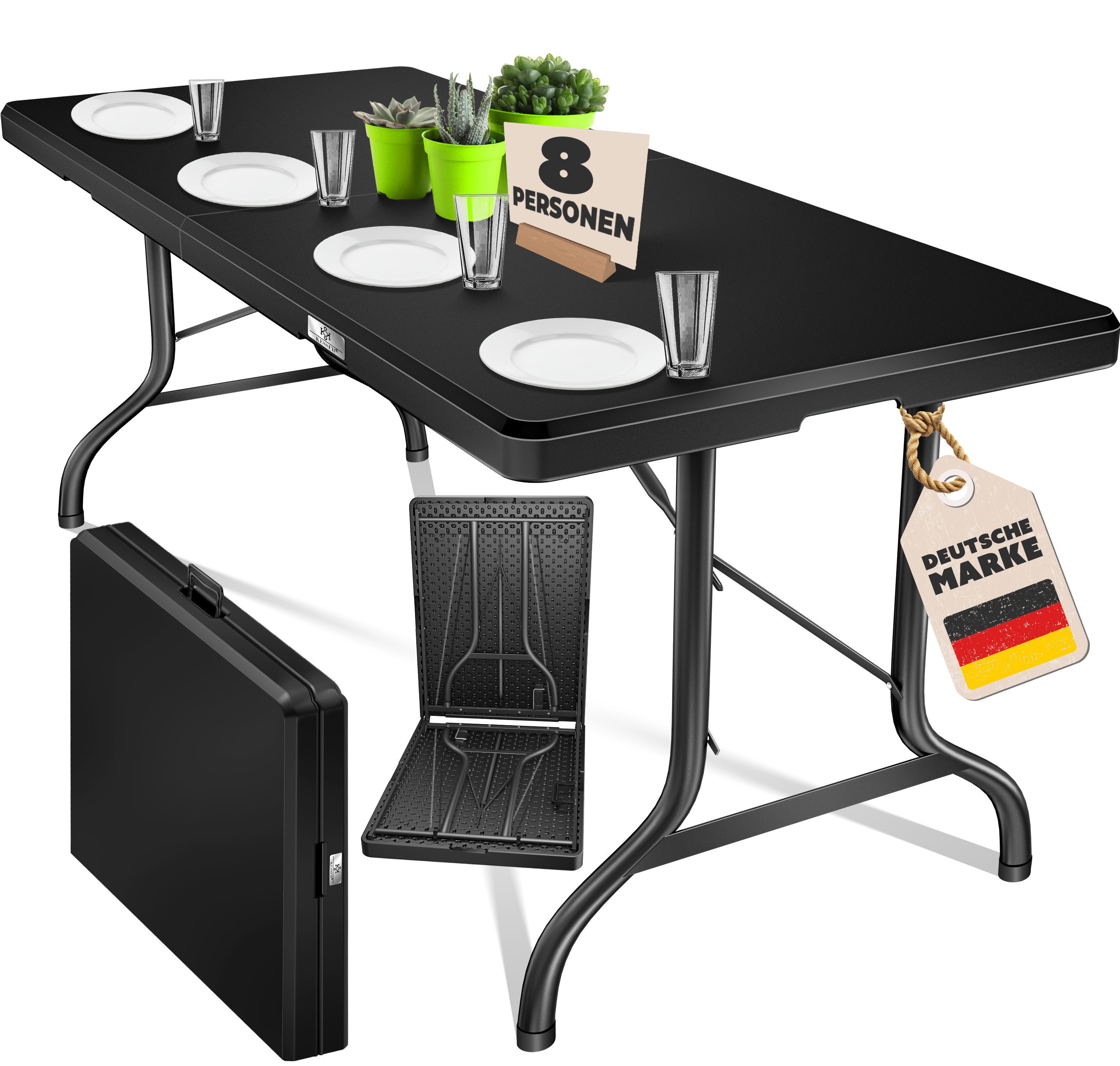 KESSER Tabletttisch, Buffettisch Tisch klappbar Kunststoff 183/220x76 cm Campingtisch