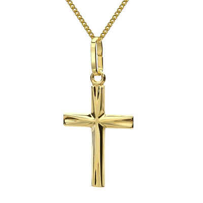 Materia Kreuzkette Kreuz Anhänger mit Halskette GKA-2, aus 375 Echtgold