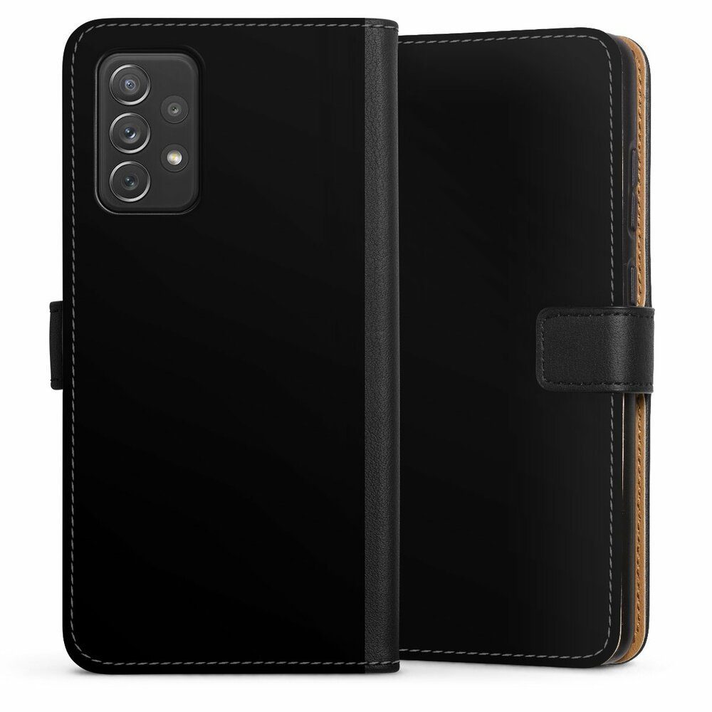 DeinDesign Handyhülle einfarbig schwarz Farbe Schwarz, Samsung Galaxy A72 Hülle Flip Case Klapphülle Handytasche Leder