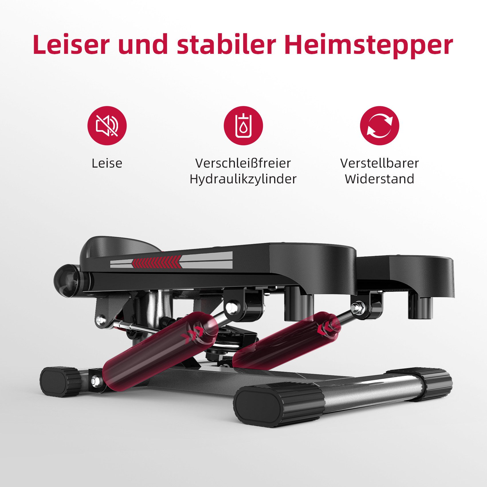 JASPORT Mini-Stepper ST1 2-in-1 Mini Stepper mit Widerstandsband (2-in-1 Up-Down Swing Stepper mit Power Ropes), leise, max. Belastbarkeit 100kg