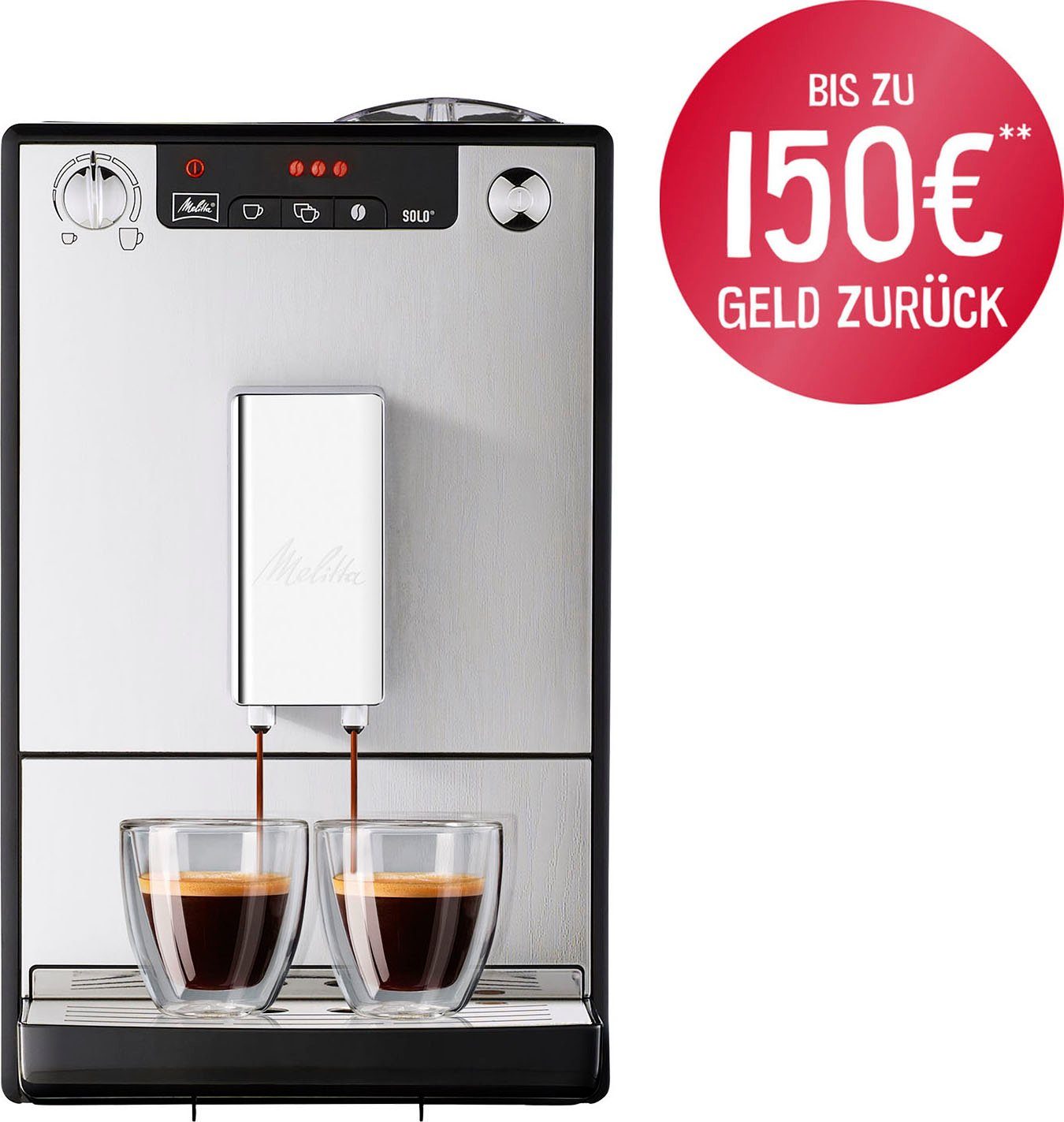 Melitta Kaffeevollautomat Silver, nur 20cm Espresso, & für Organic Café Solo® 950-111, crème Perfekt E breit