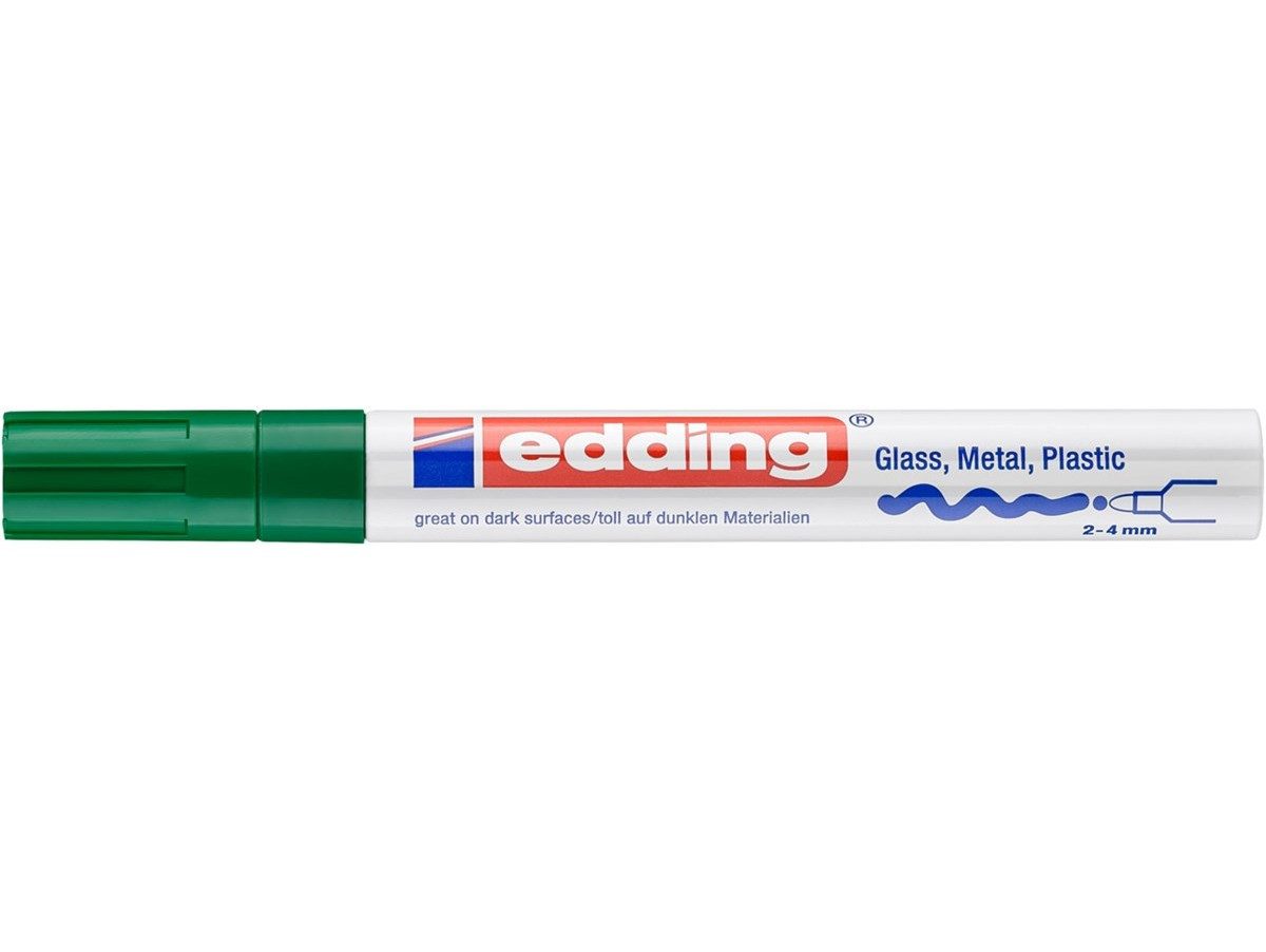 edding Lackmarker Glanzlack-Marker 750 creative in Grün Rundspitze, geruchsarm, wasserfest, hitzebeständig bis 400