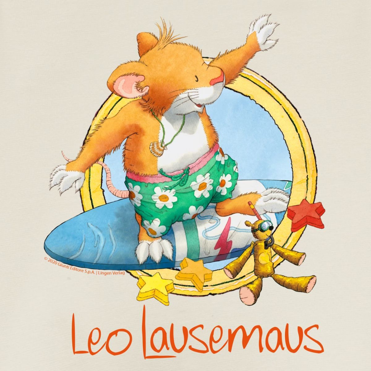 Spreadshirt Kurzarmbody Leo Lausemaus Sommer Surfer Urlaub Kurzarm Tages Baby Body (1-tlg)