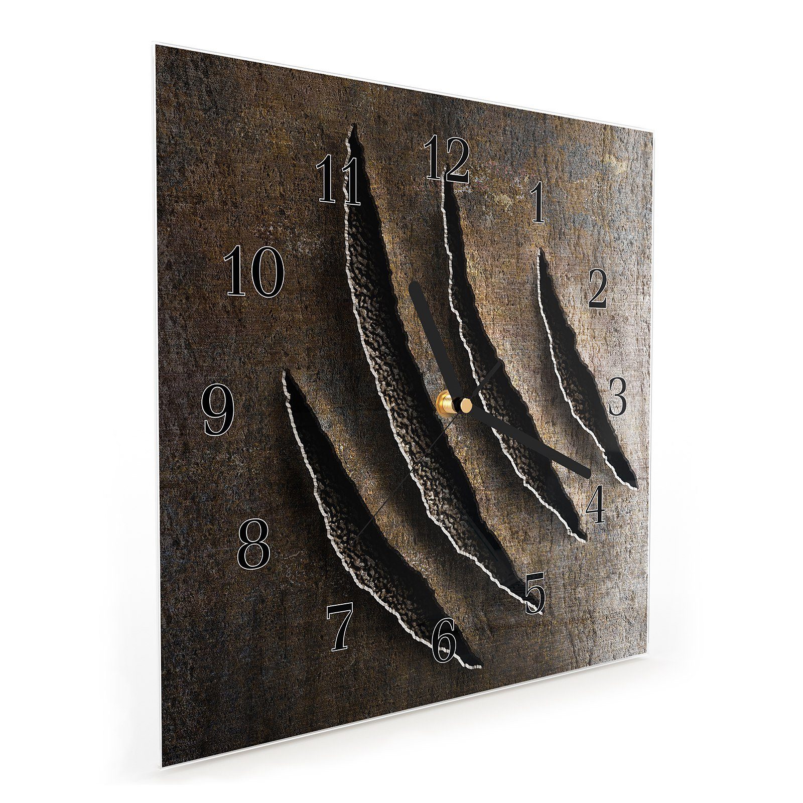 Primedeco 30 x cm Geknacktes mit Metall Wanduhr 30 Wanduhr Glasuhr Größe Motiv Wandkunst