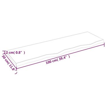 furnicato Wandregal Hellbraun 100x30x2 cm Massivholz Eiche Behandelt