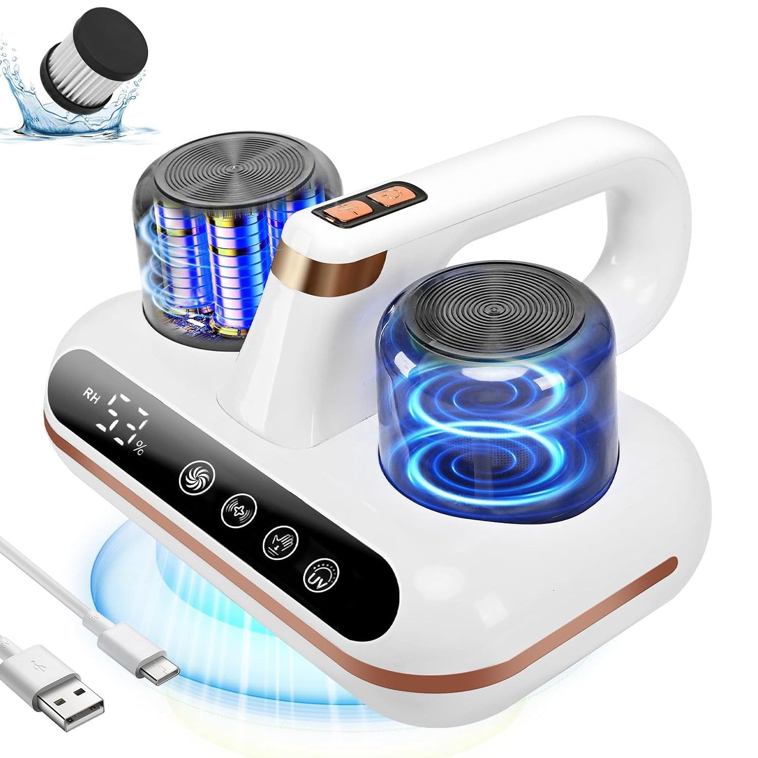 AKKEE Matratzenreinigungsgerät Milbensauger für Matratzen, Milbenstaubsauger mit UV-C Licht, 100 W