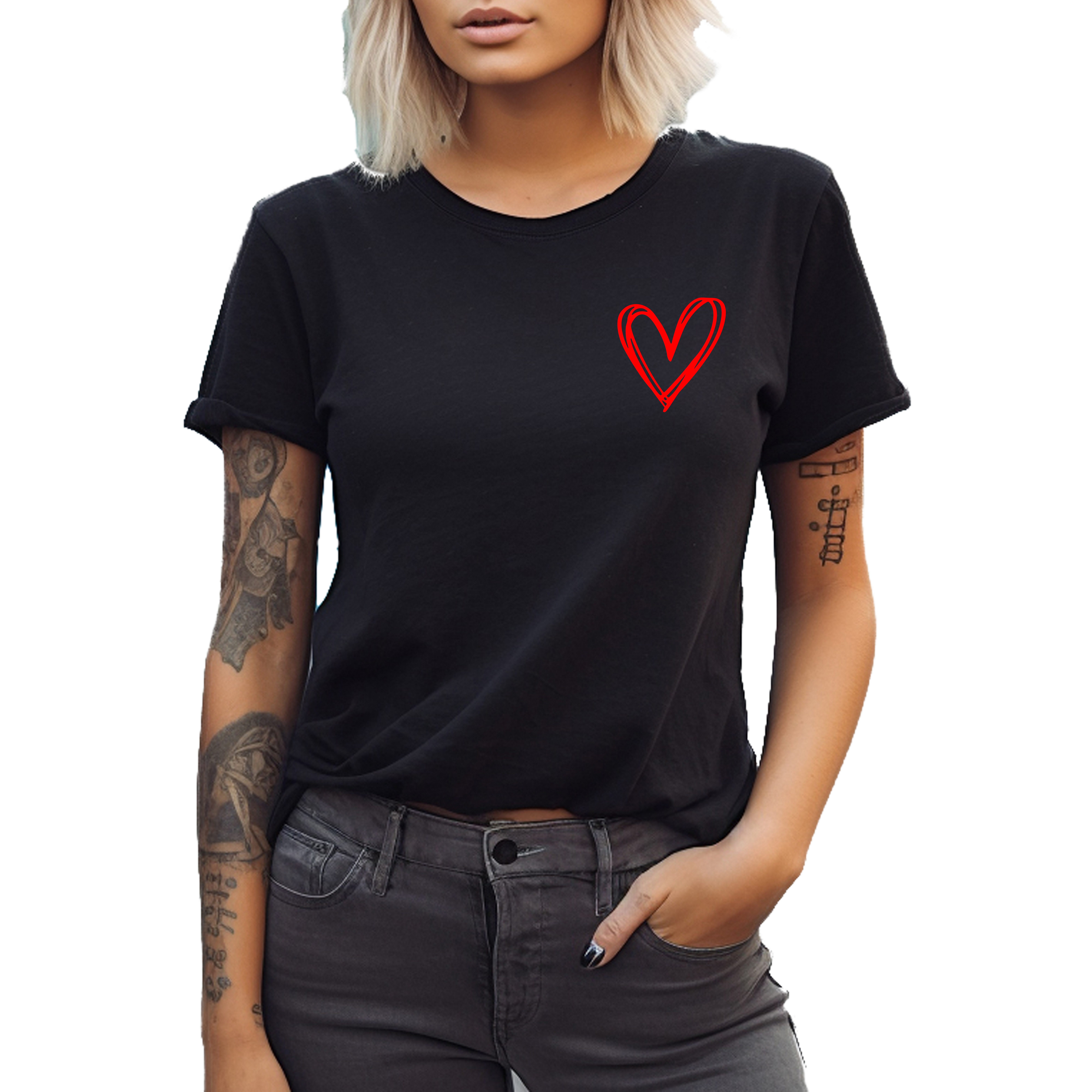 Banco T-Shirt Damen Kurzarm Love Liebe Herz Unifarben Premium T-Shirt günstig online kaufen