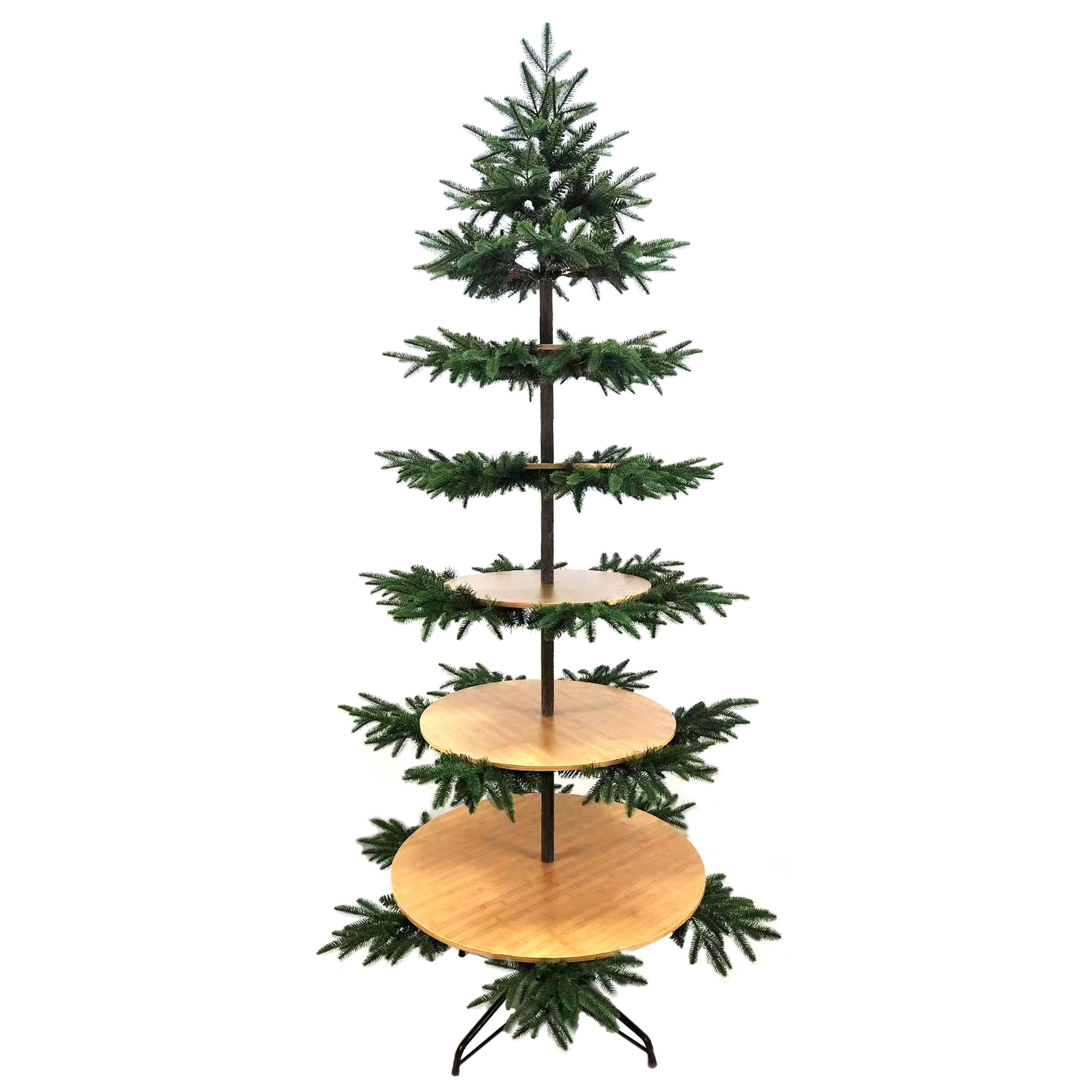 INNA-Glas Dekoetagere Dekoschale ELVERUM, Tannenbaum Optik, braun-grün, 230cm, Ø115cm