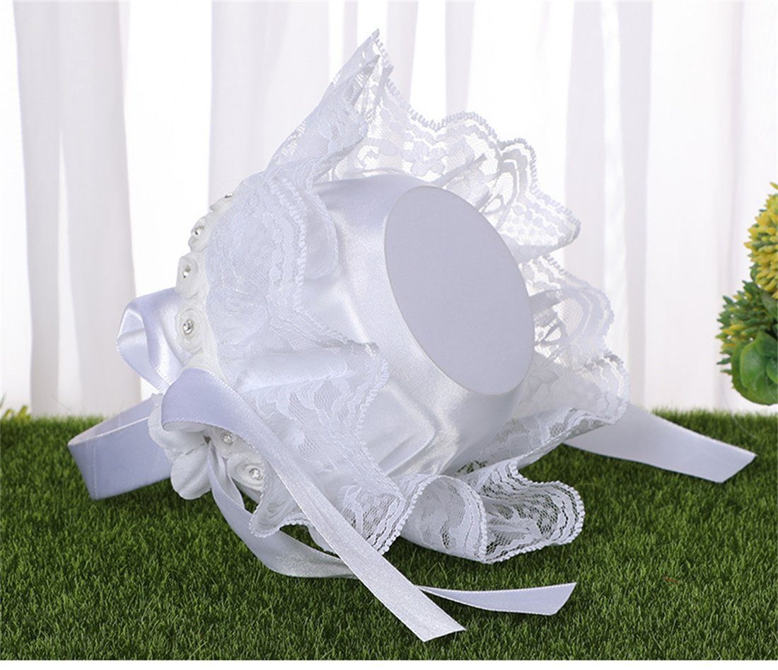 Weiße Streuung DÖRÖY Dekokorb Blume-Korb-Requisite Braut Korb, Spitze Schleife Blume