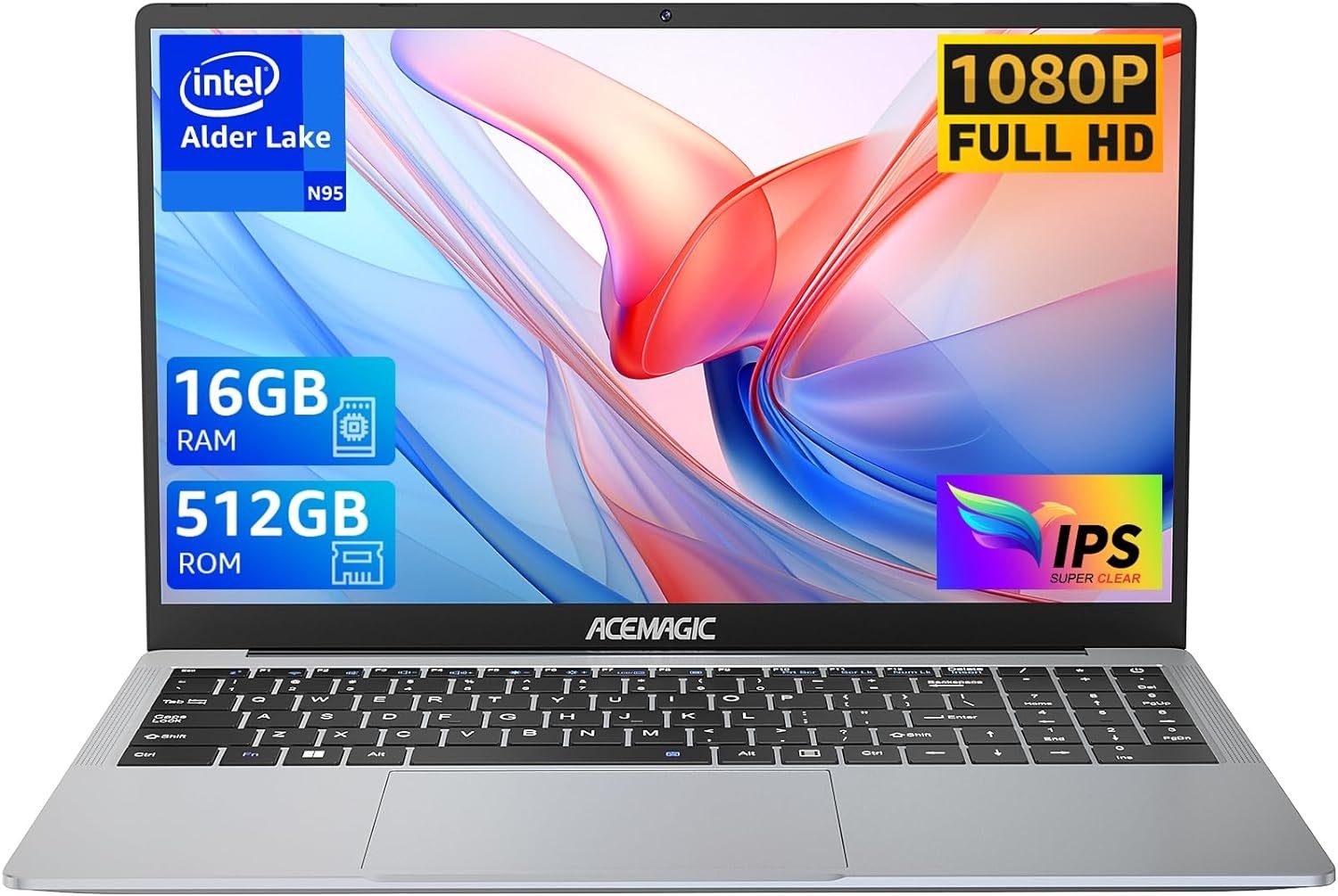 ACEMAGIC Metallgehäuse, (bis zu 3,40 GHz)schlägt N5095 Notebook (Intel, Intel UHD Graphics, 512 GB SSD, Leichter Laptop mit WiFi, BT5.0, USB 3.2×2, Type C, HDMI)