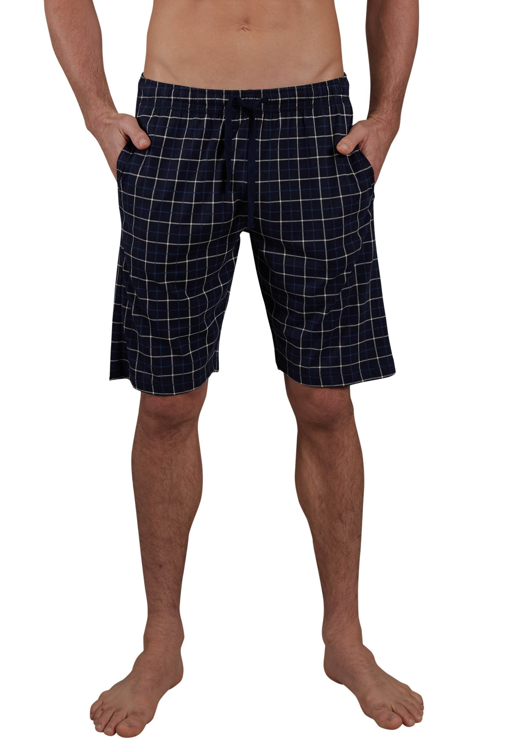 Schlafhose CECEBA Herren Bermuda blau kariert