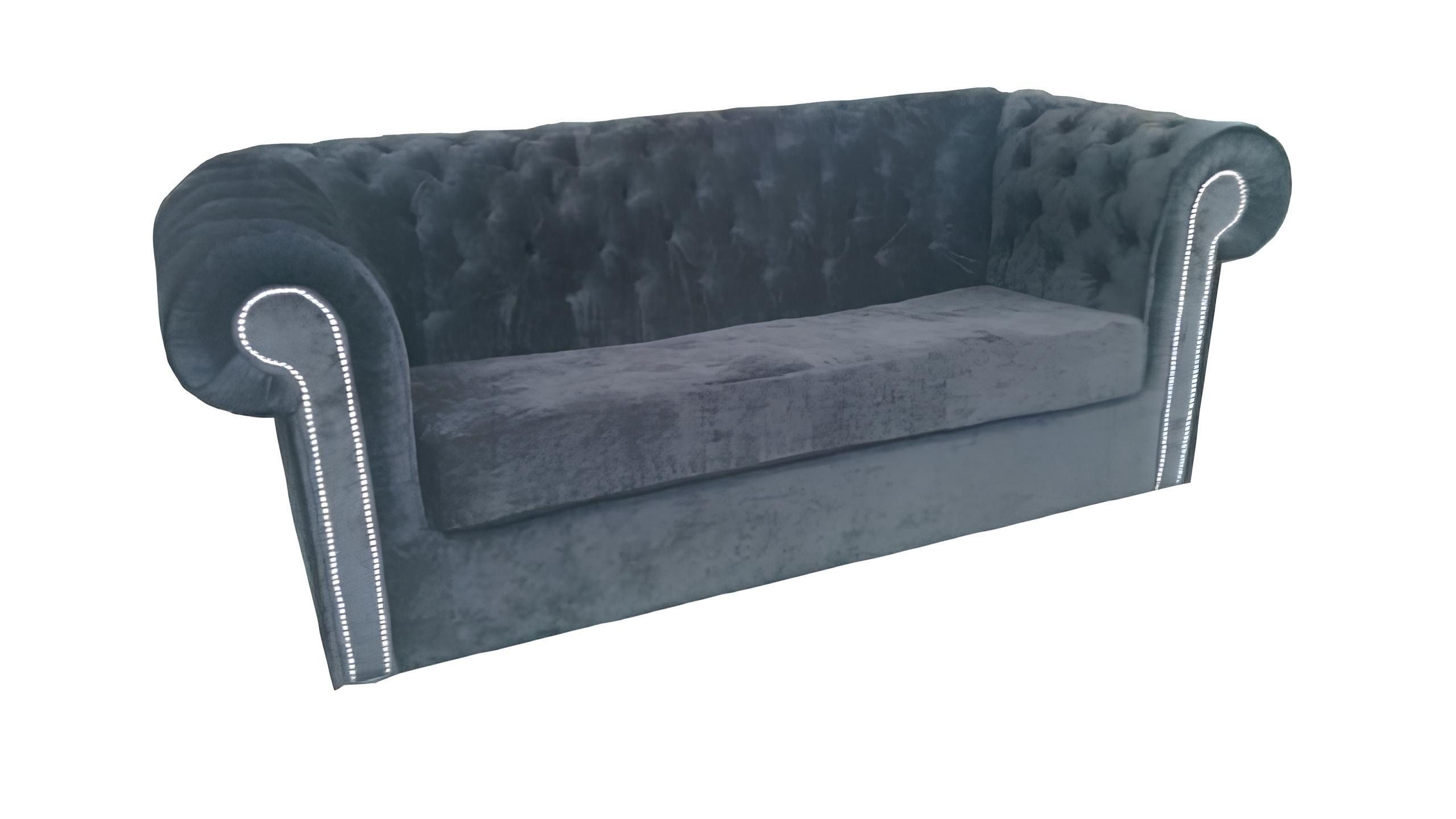 JVmoebel Chesterfield-Sofa Chesterfield Samt Textil Stoff Sofa Couch Polster 3 Sitz Klassische, 1 Teile, Made in Europa