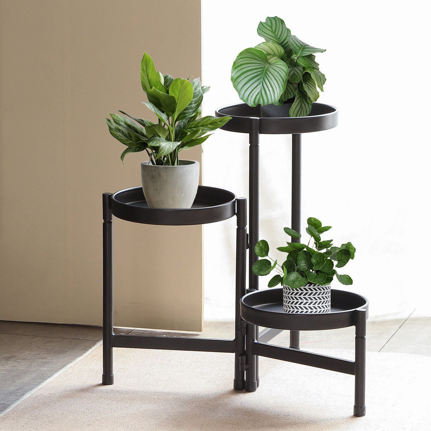 Mojawo Blumenkasten XL Blumenständer Blumentreppe Pflanzenregal Blumenregal 47x47xH.43cm