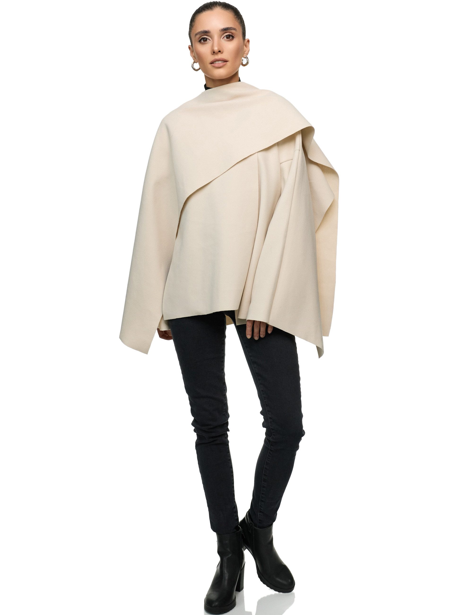 Poncho Worldclassca Poncho Crop Jacke Elegant Umhang Oberteil Übergangsjacke