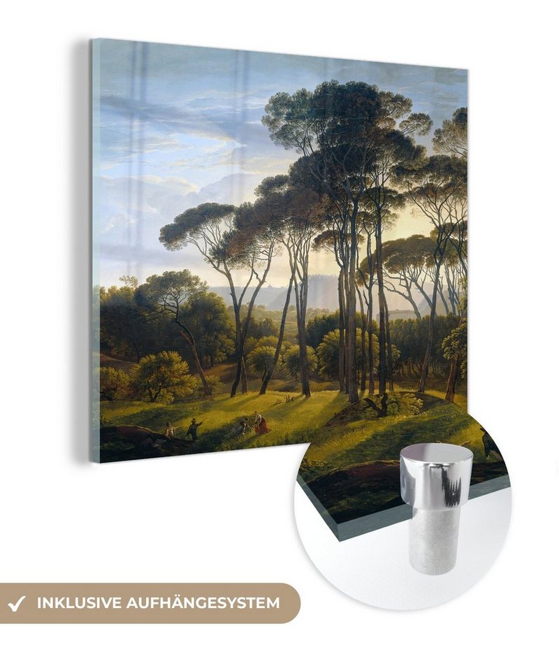 MuchoWow Acrylglasbild Italienische Landschaft mit Zirbelkiefer - Kunst - Alte  Meister, (1 St), Glasbilder - Bilder auf Glas Wandbild - Foto auf Glas -  Wanddekoration