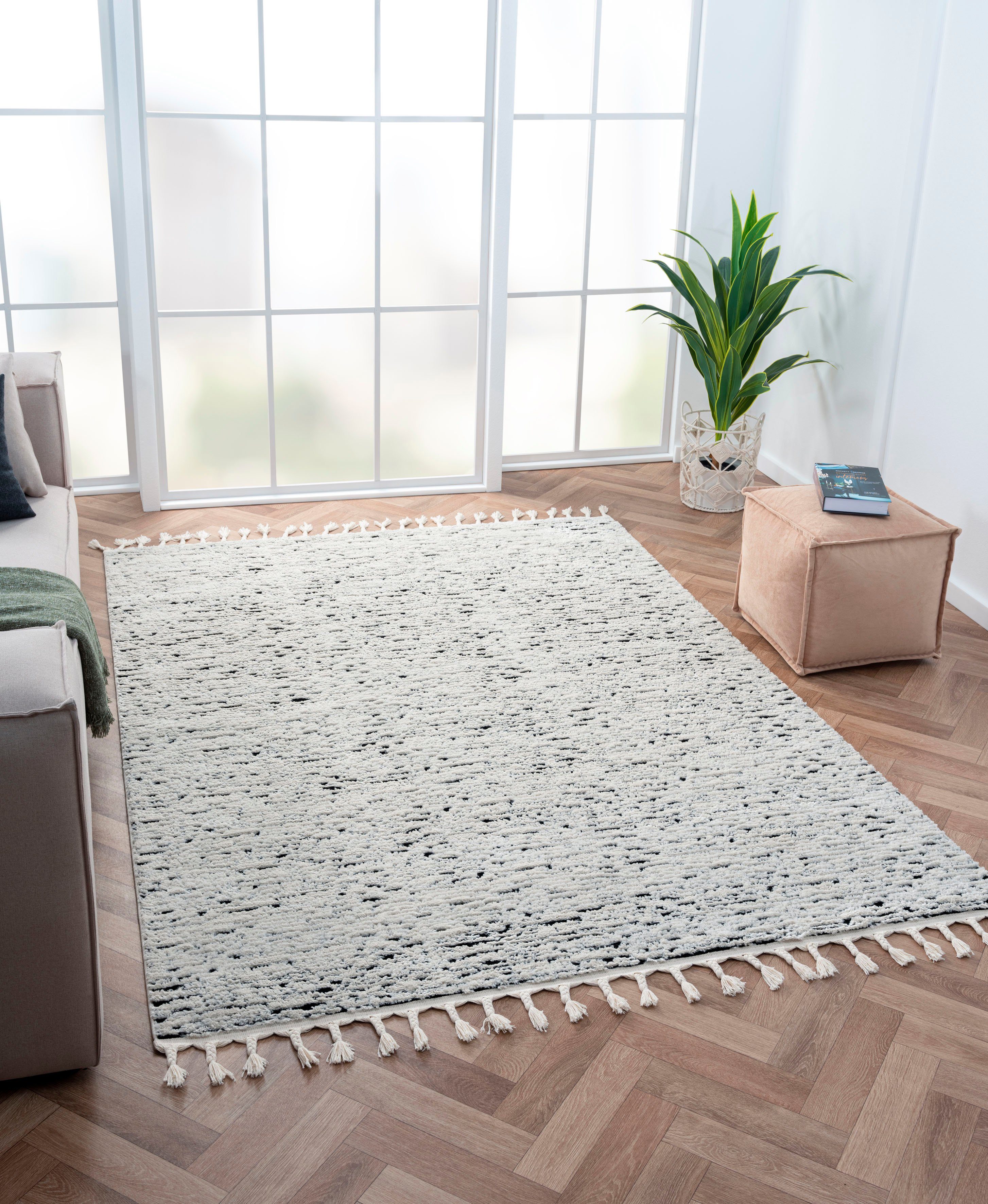 Myflair Möbel & Accessoires Hochflor-Teppich Moroccan Rockface, LAGERRÄUMUNG!, rechteckig, Höhe: 24 mm, modern, marokkanisches Design, meliert, flauschig weich, mit Fransen