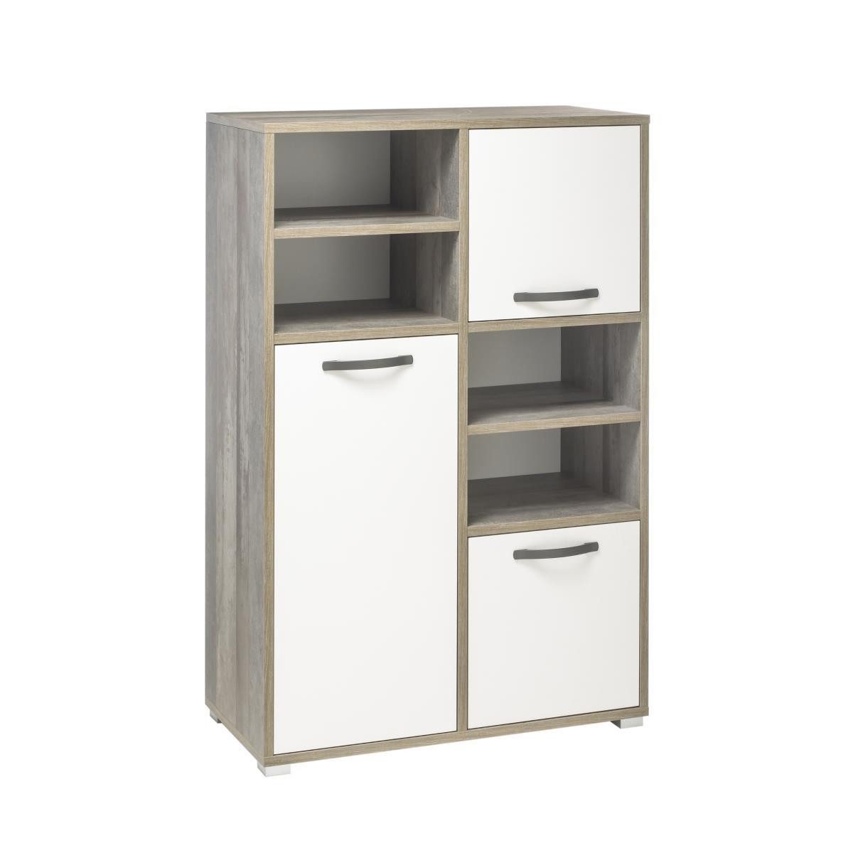 Lomadox Highboard MAUI-78, Jugendzimmer Highboard in Driftwood Nb. mit weiß, B/H/T: 95/146/46cm