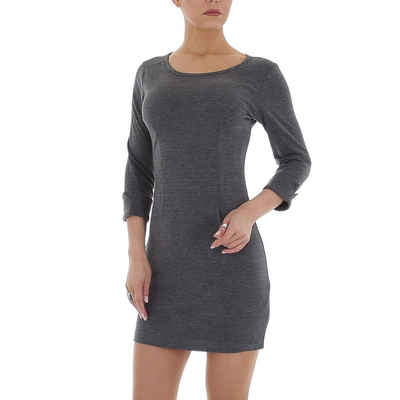 Ital-Design Minikleid Damen Freizeit Stretch Stretchkleid in Grau