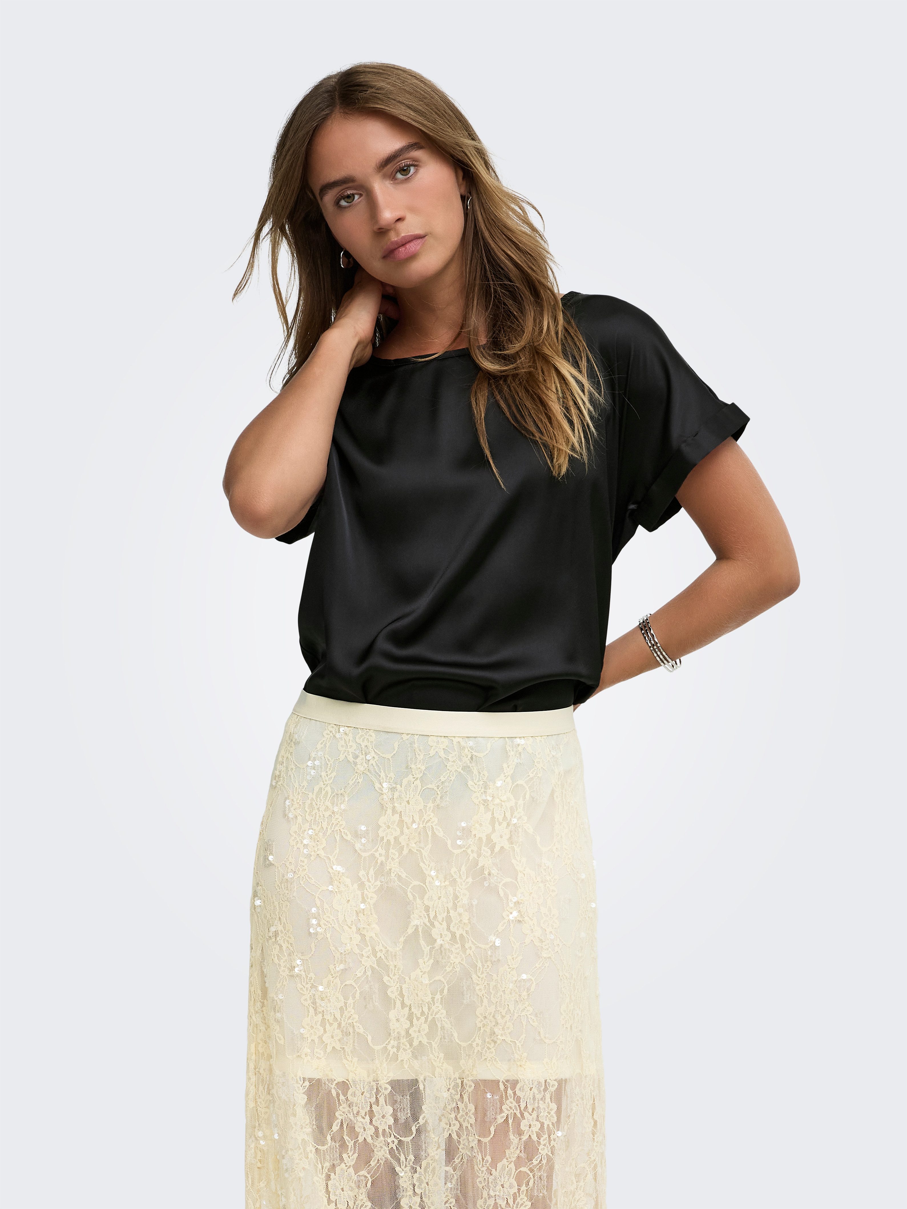 JDY Kurzarmbluse JDYFIFI S/S TOP WVN NOOS Polyester