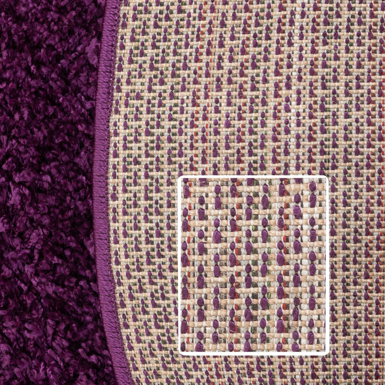 SIMPEX24 Teppich Unicolor - Einfarbig, Rund, Höhe: 30 mm, Einfarbig Shaggy Teppich Wohnzimmer Langflor Versch. Farben und Größen