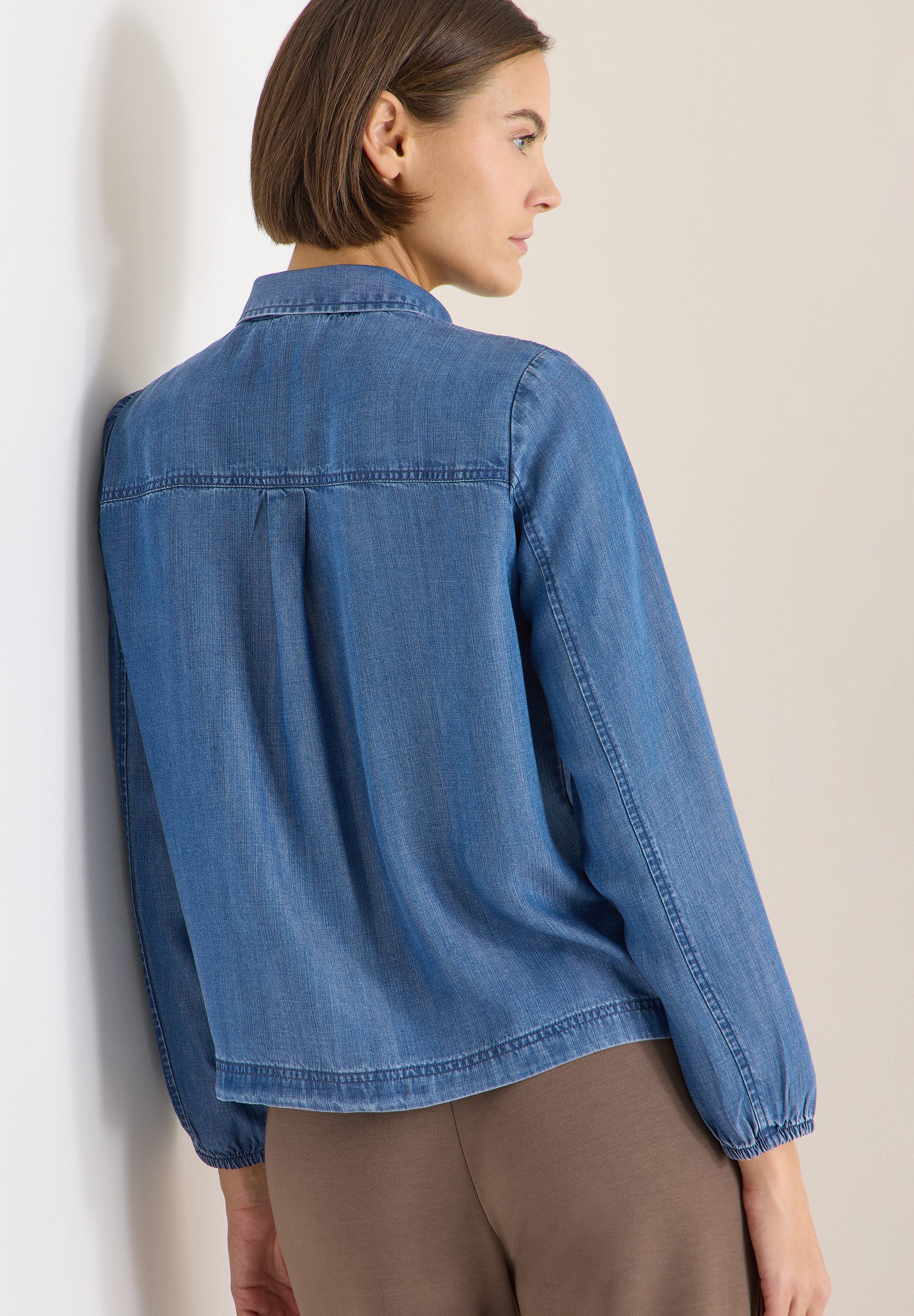 CECIL Langarmbluse Feminine Smock-Detail an der Schulter