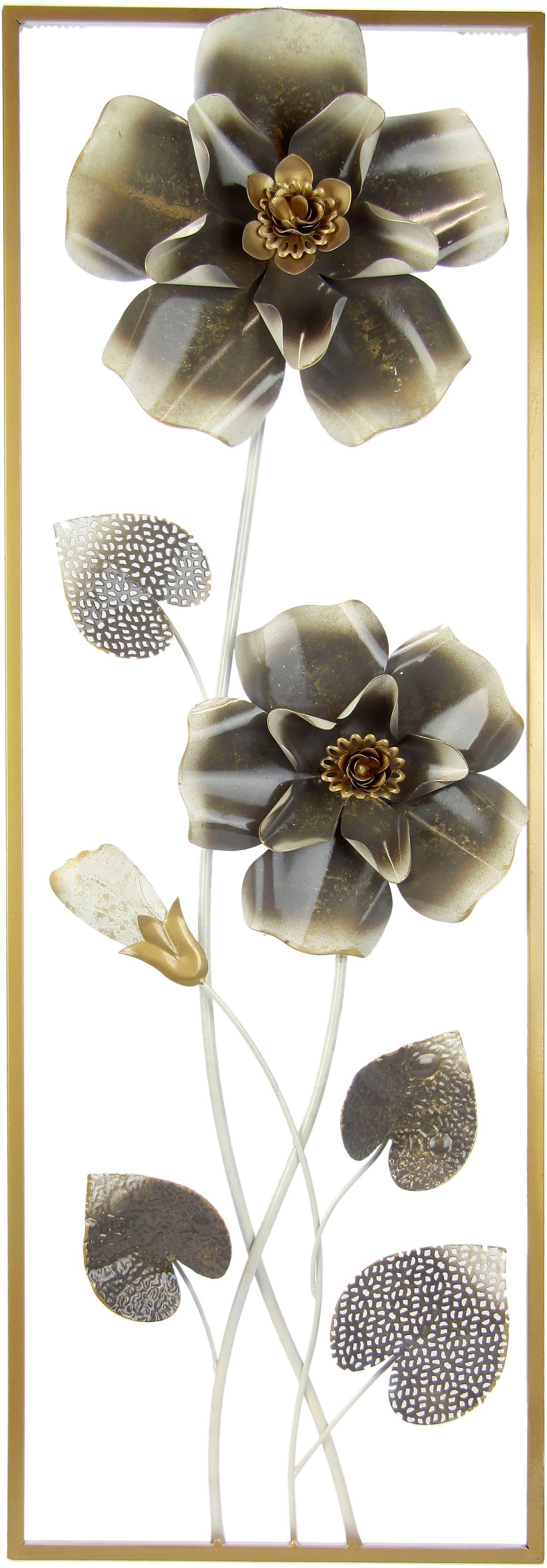 I.GE.A. Wandbild Metallbild Blumen, Wanddeko, Metall, Wandskulptur