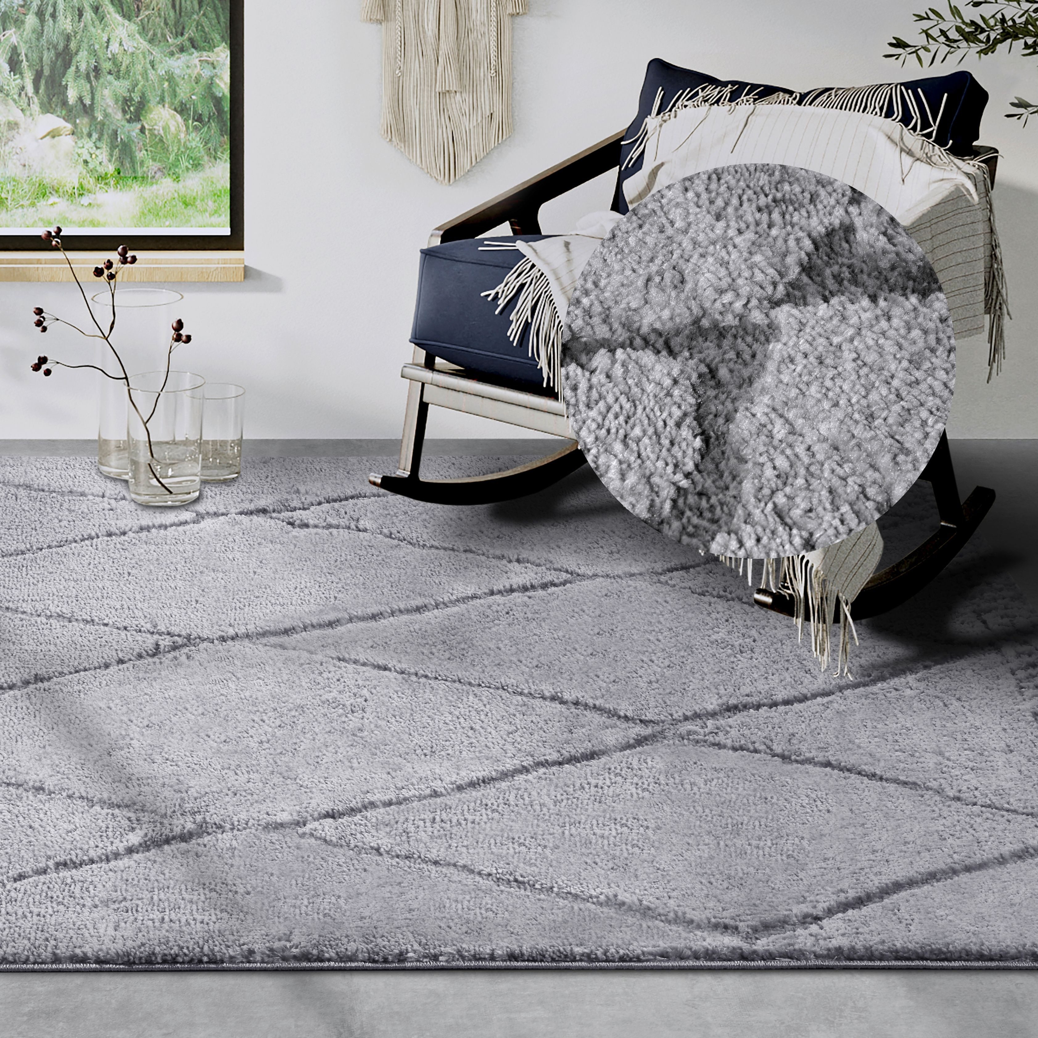 ELLE DECORATION Designteppich Perrotin, rechteckig, Höhe: 18 mm, Läufer, Shaggy, flauschig, weich, Langflor, modern, Hoch Tief Effekt