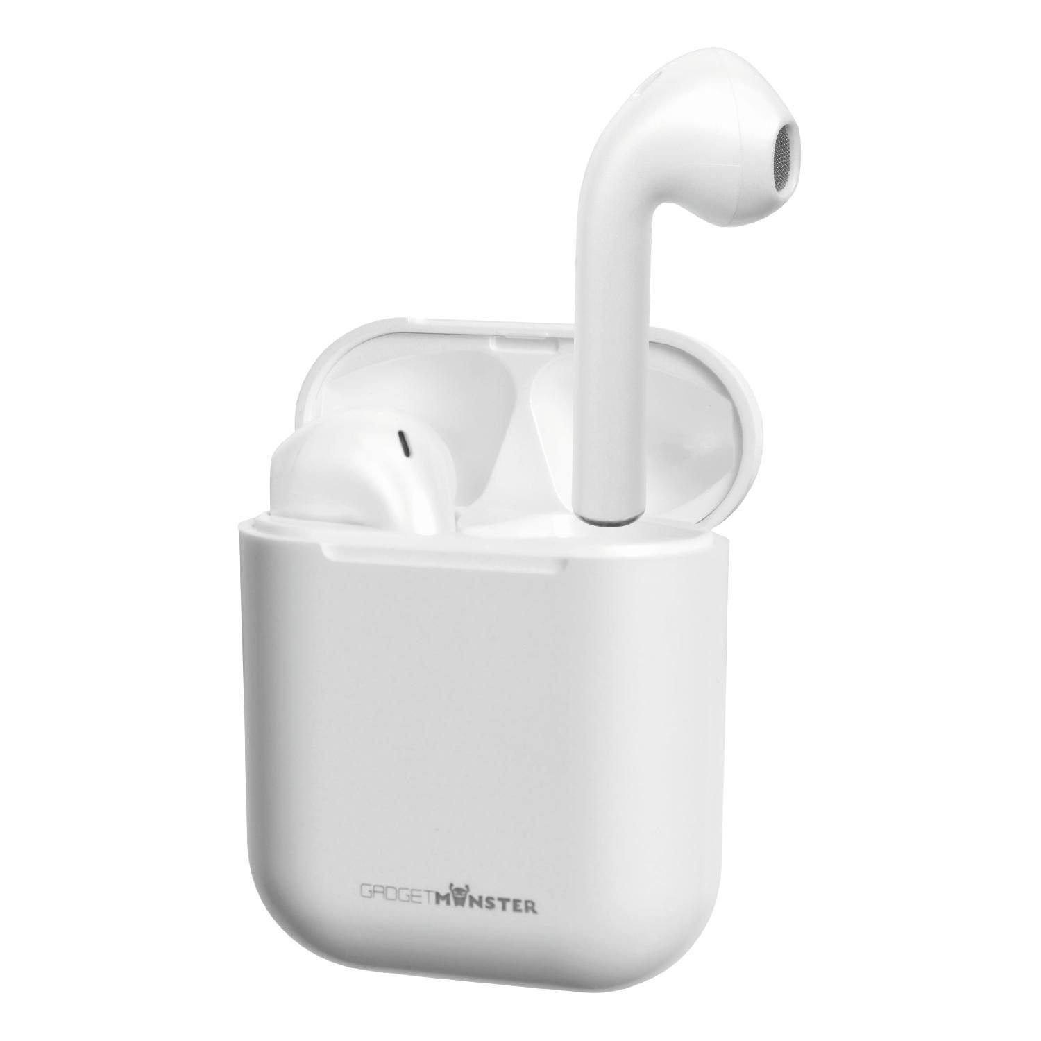GadgetMonster TWS In-Ear Kopfhörer 18 Std. Spielzeit Bluetooth bis zu 10m Kopfhörer (inkl. 5 Jahre Herstellergarantie) weiß