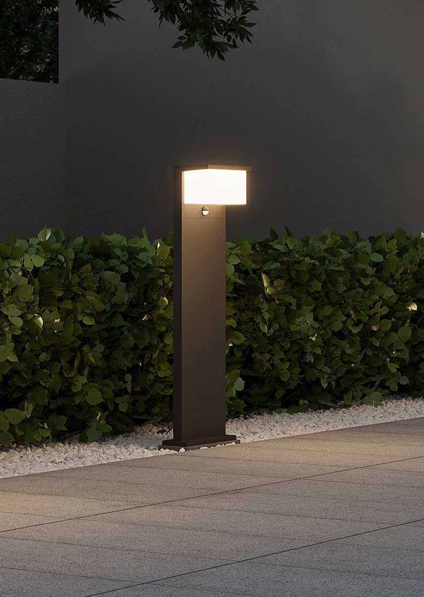 TRIO Leuchten LED Außen-Stehlampe NESTOS, LED Outdoor Stehleuchte Garten Höhe 80cm, Bewegungsmelder, Bewegungsmelder, LED fest integriert, Warmweiß, LED warmweiß 3000K, 1300 Lumen, IP54 Pollerleuchte Terrasse Garten