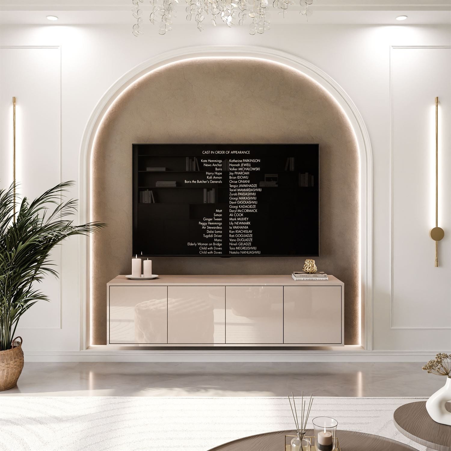 Lookway TV-Schrank SANAYI in Kaschmir TV-Lowboard mit Hochglanzfronten Brei günstig online kaufen