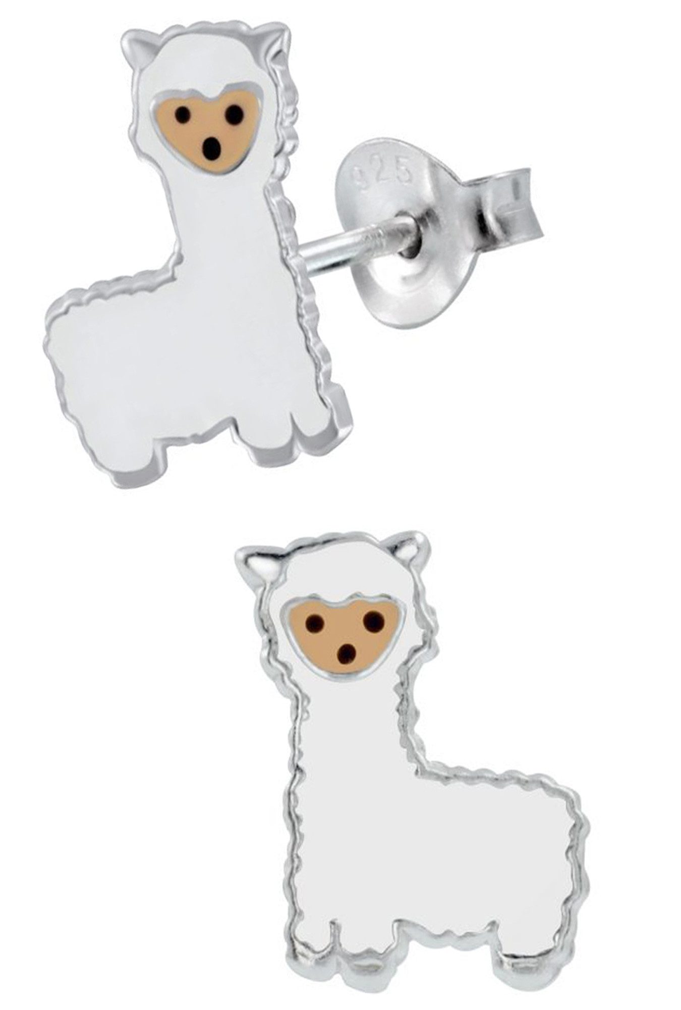 Limana Paar Ohrstecker 925 Silber Alpaka Lama Rosegold Gold Ohrringe für Kinder Mädchen, leichter Schmuck Geschenkidee Geschenk