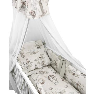 Baby-Delux Beistellbett Babybett Zoo Beige, 10-tlg., Stillbett 90x40 weiß höhenverstellbar, Matratze inkl. komplett Set