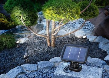 esotec LED Gartenleuchte BUVTEC Solarspot Trio mit DREI Spots schwarz und 2 Verlängerungskabeln