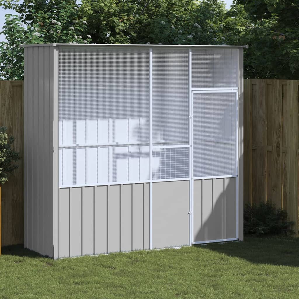vidaXL Voliere, Grau 215x78x200 cm Verzinkter Stahl