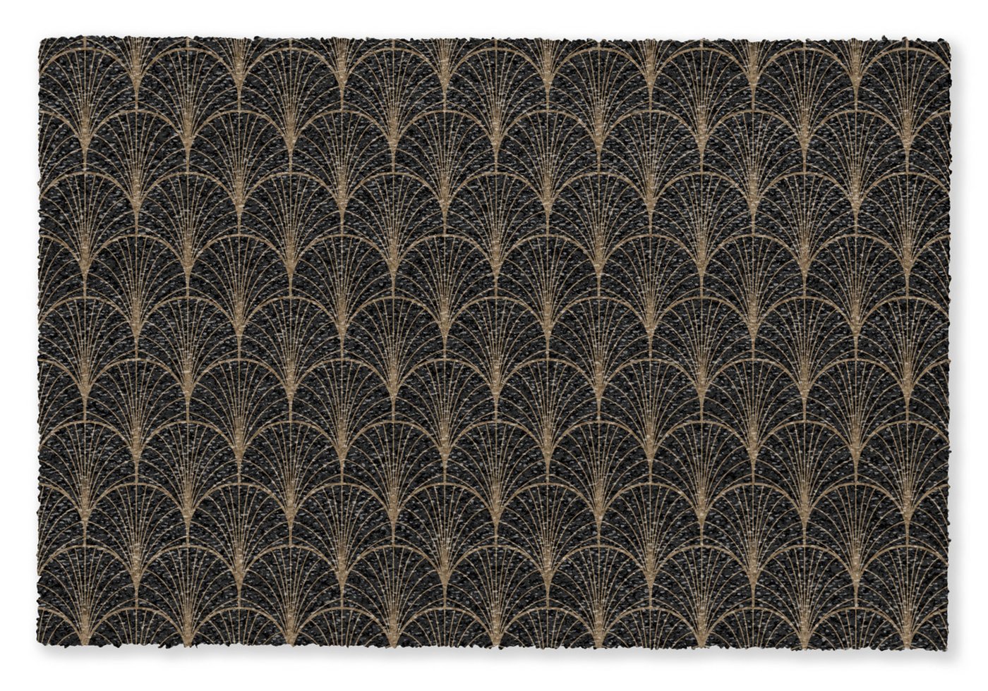 MuchoWow Fußmatte Gold - Fächer - Schwarz, Rechteckig, innen Schmutzfangmatte, Tür, Schmutzfänger Flur, Teppich 60x40 cm