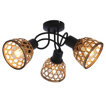 etc-shop LED Deckenspot, Leuchtmittel nicht inklusive, Deckenlampe Bambusgeflech Schirme Deckenleuchte Spotleuchte