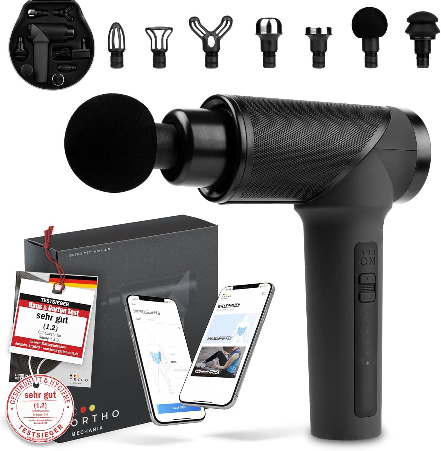 Massagepistole Ortho Mechanik Massagepistole 3.0, Massage Gun + App, leise & tragbar