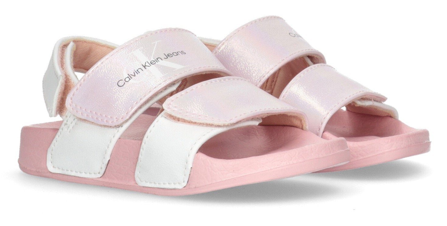 Calvin Klein Jeans VELCRO SANDAL Badesandale, Sommerschuh, Poolslides, Klettschuh, mit Schimmer