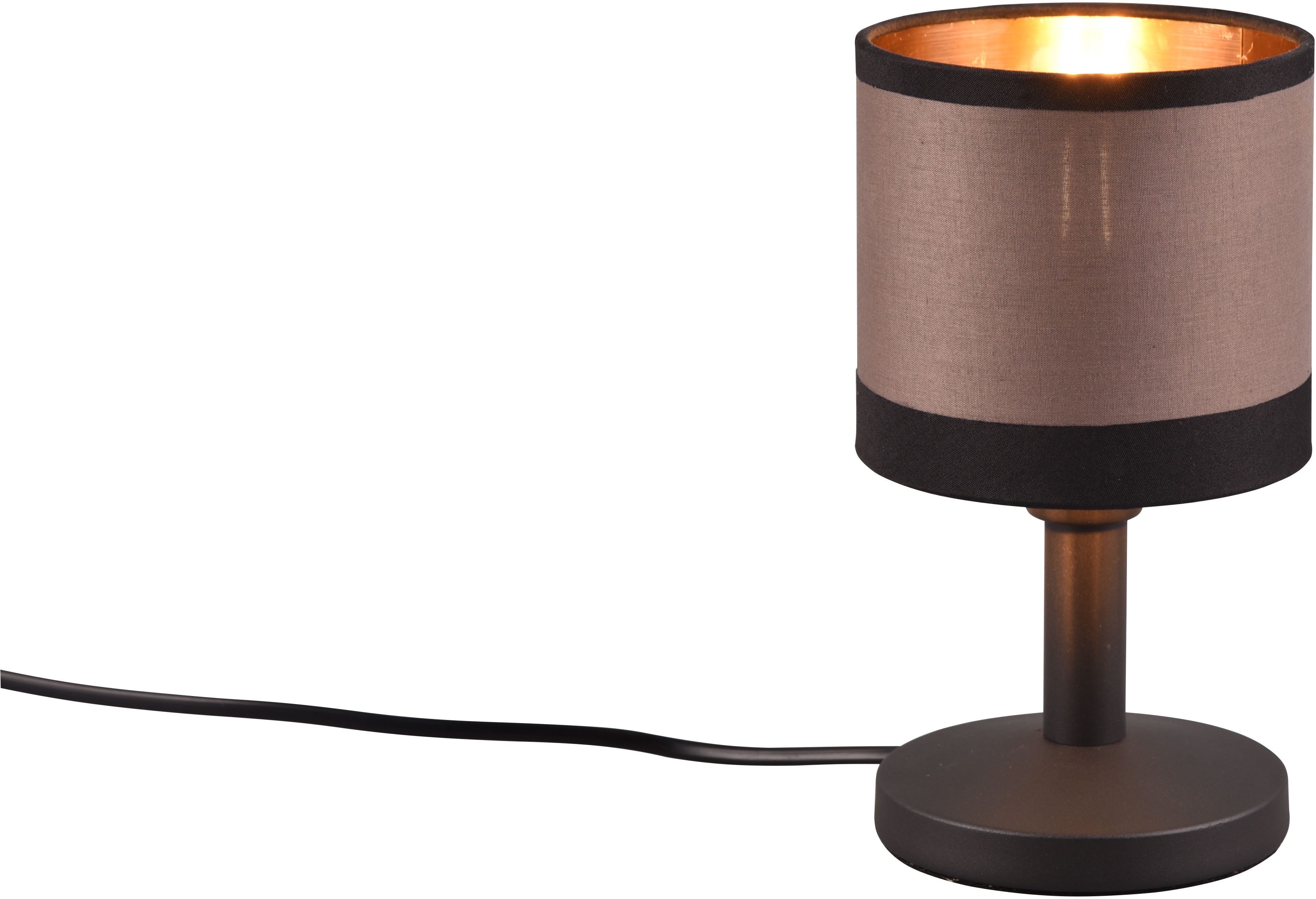 Reality Leuchten Schreibtischlampe DAVOS, Tischleuchte exkl 1xE14 max 10W On/Off Touch Steuerung, Ein-/Ausschalter, Leuchtmittel wechselbar, warmweiß - kaltweiß, Nachttischlampe Höhe 22cm mit Touchfunktion und Stoffschirm Ø12 cm