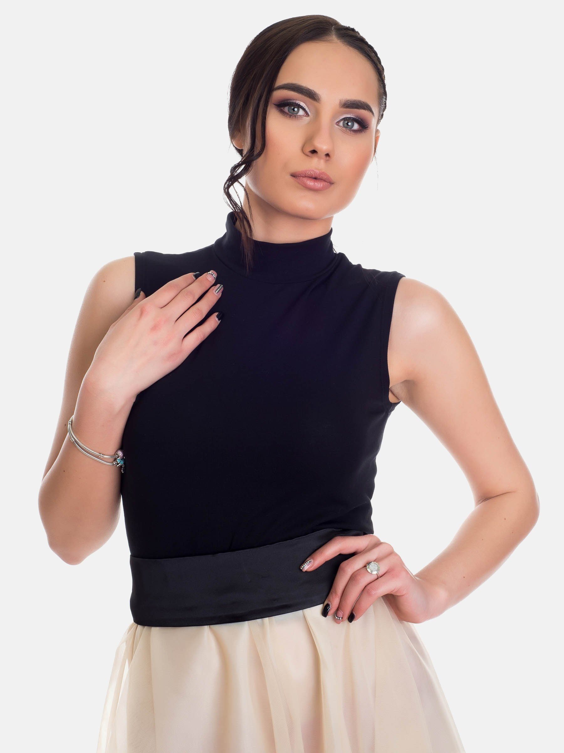 Evoni T-Shirt Basic Shirt ärmellos Halbkragen günstig online kaufen
