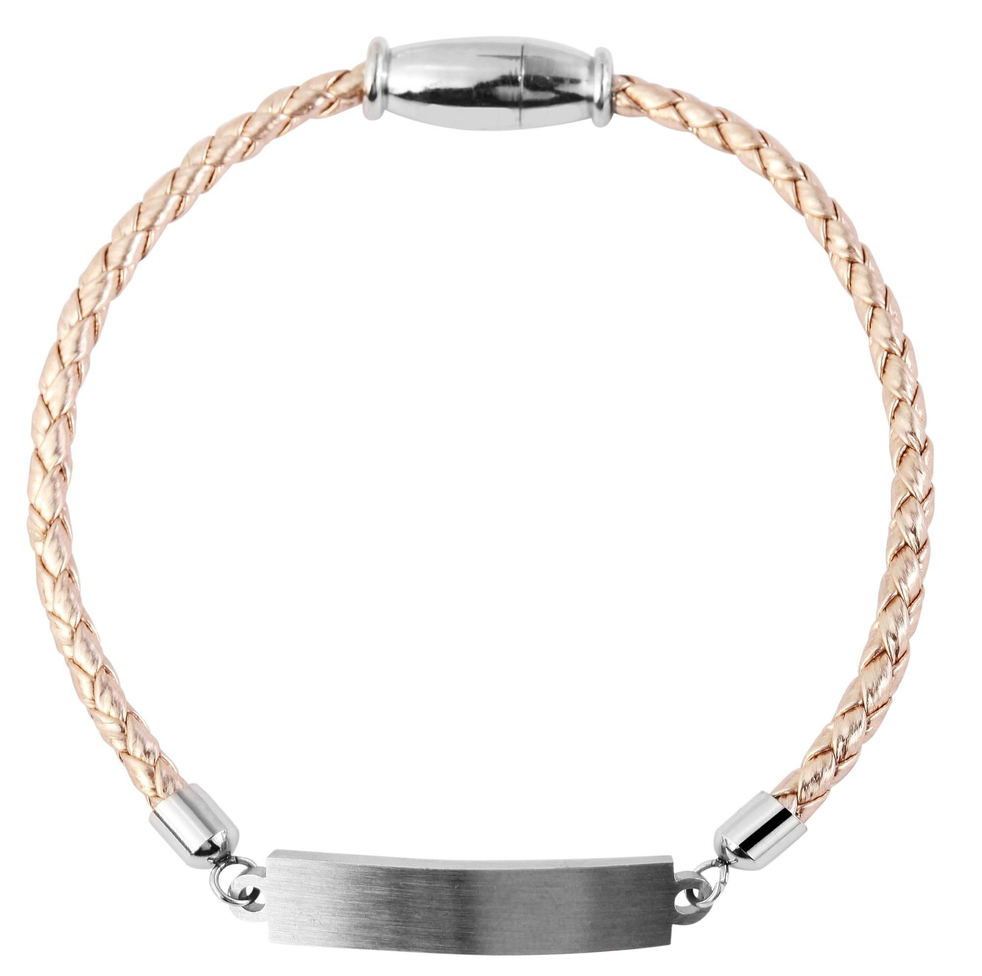 AKZENT Lederarmband Nicola Unisex Armband aus Lederimitation mit Edelstahlplatte (einzeln), Damen Armband