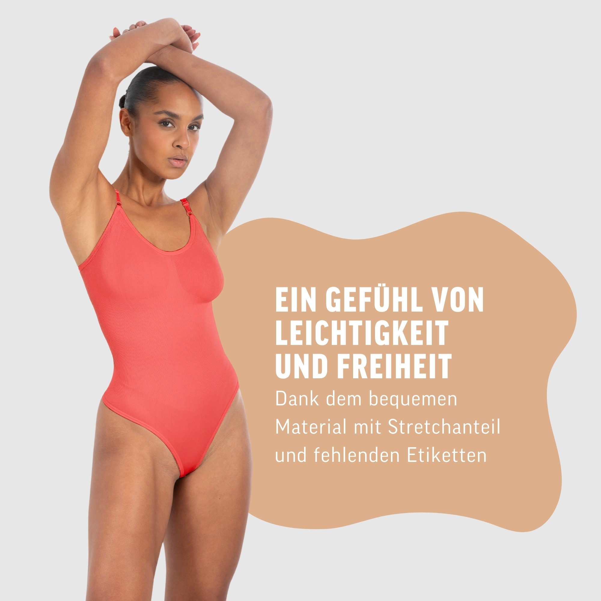 Smilodox Body Nysa, Bauchweg Stringbody, Formender Formbody, Verstellbare Träger atmungsaktives Material, Rückenausschnitt, Eleganter V-Ausschnitt