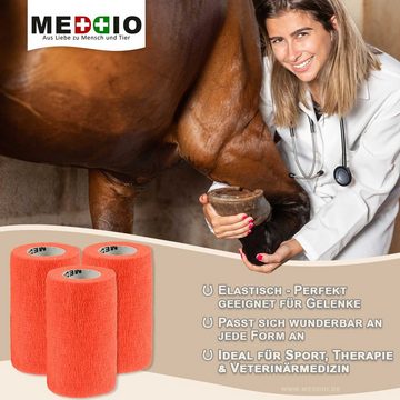 meDDio Pferdebandage 1 Haftbandage Selbsthaftend Fixierbinde 7,5 cm x 4,5 m orange