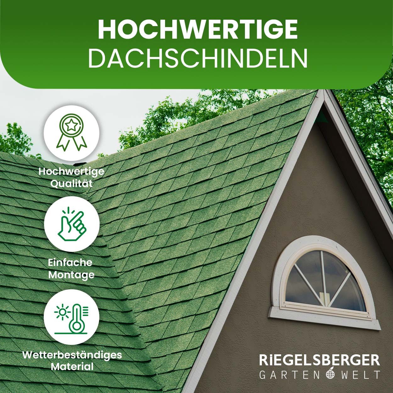 Gartenpirat Dachschindeln Bitumen Dachschindeln 2 m² rechteckig schwarz rot grün Dacheindeckung
