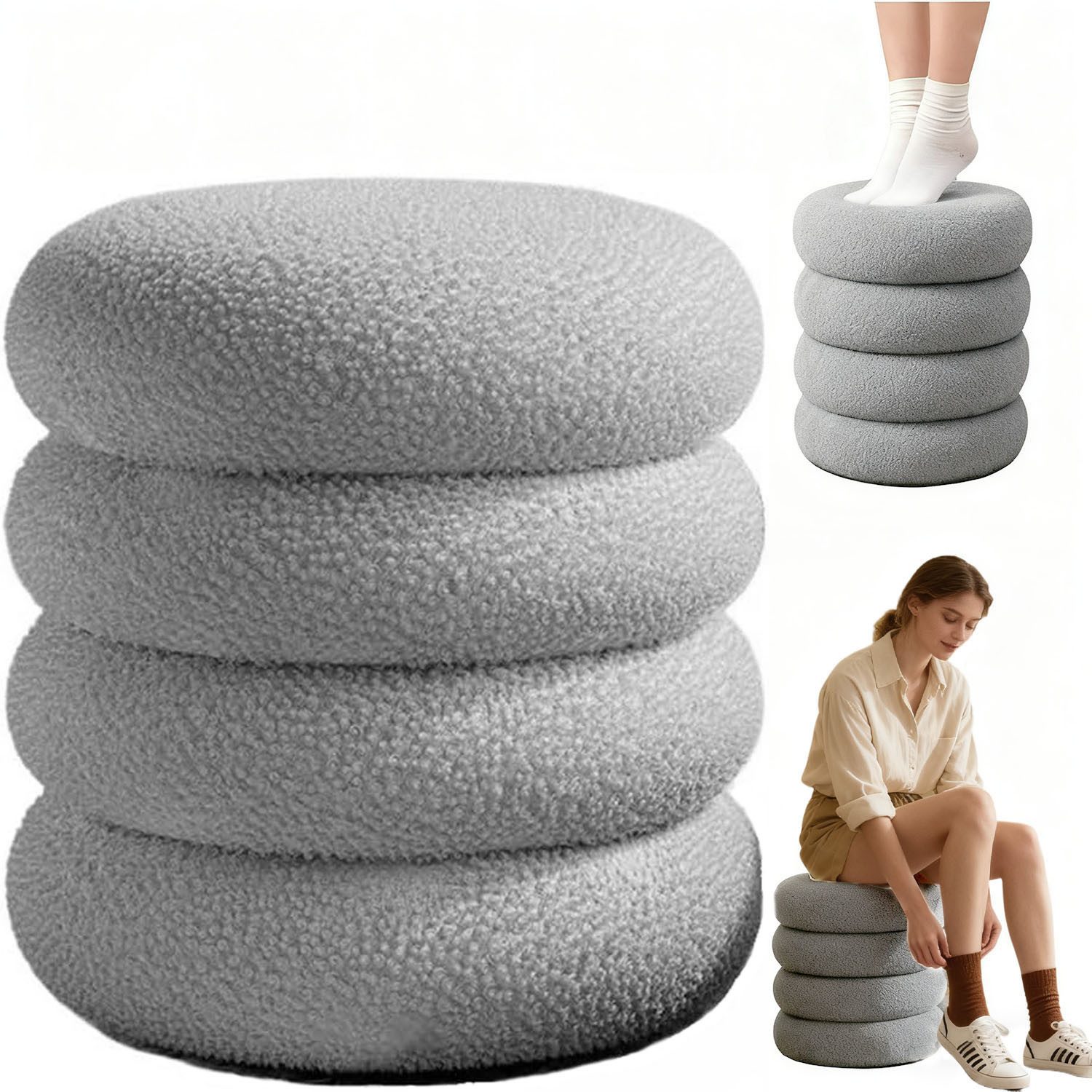 SURFOU Sitzhocker Fußhocker Strickhocker Stoff Hocker Rund Schminktisch Polsterhocker (Gepolsterte Sitzfläche), für Schminktisch Wohnzimmer Möbel als Flur Möbel Wohnen